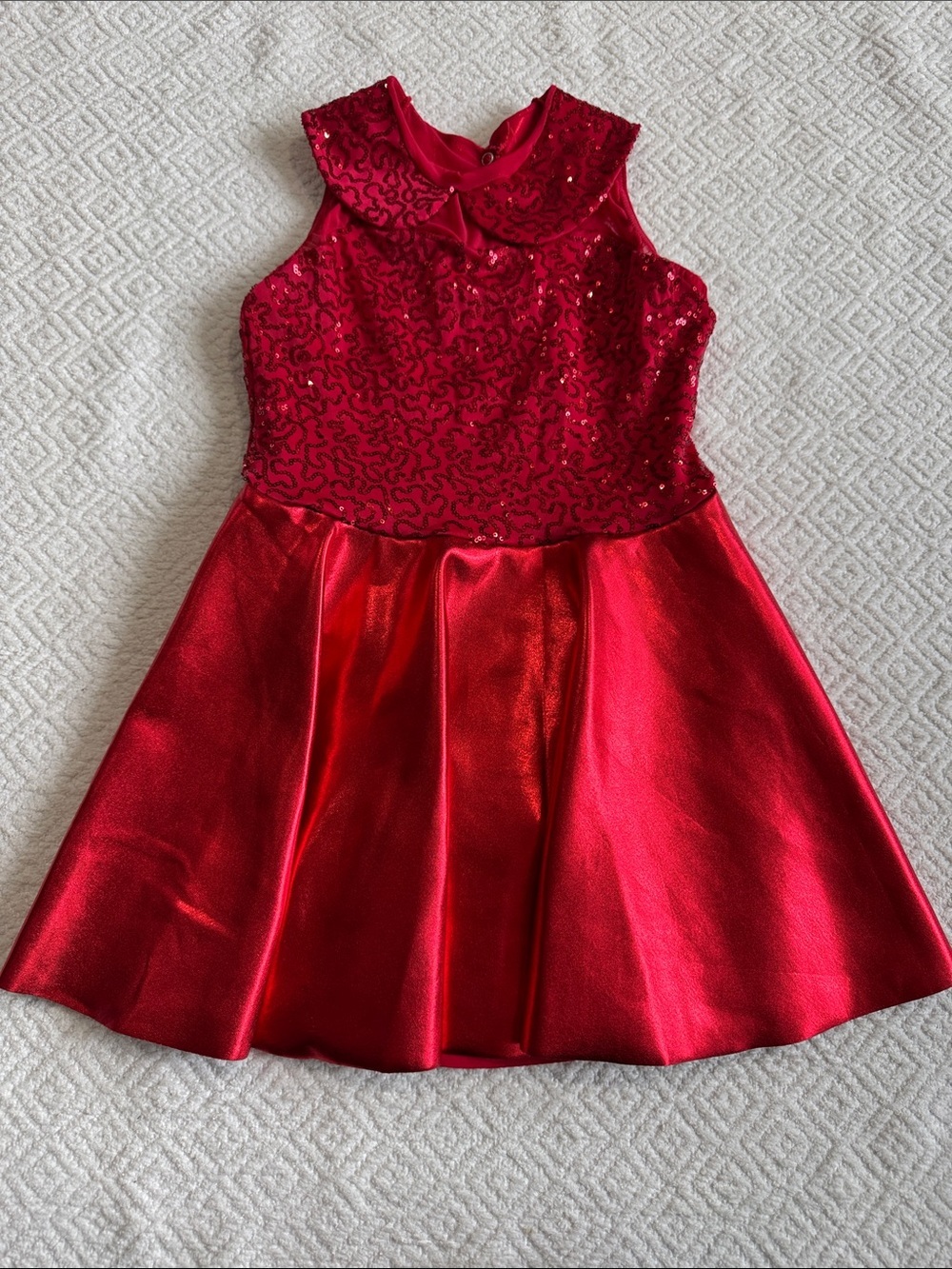 Weissman Red Sequined Girls Dance Costume Dress Sz LC